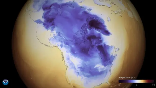 Mapa que muestra la ola de frío.