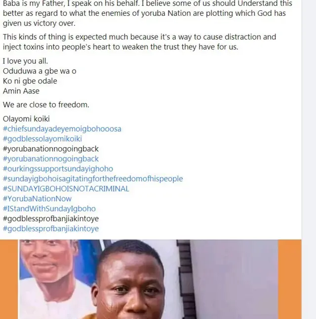 Ọrọ ti Koiki kọ soju opo Facebook rẹ