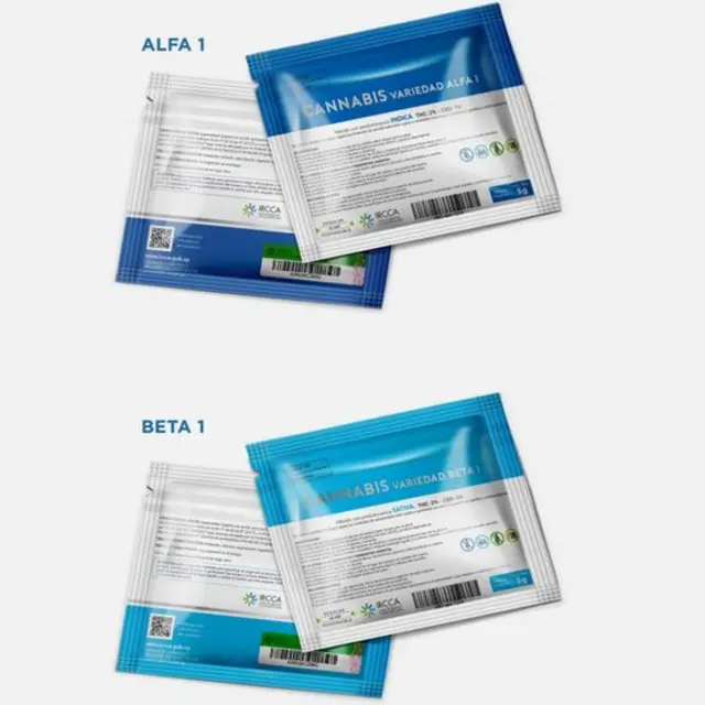 Se venden dos variedades, denominadas "Alfa I" y "Beta I", que son híbridos de predominancia índica y sativa respectivamente.