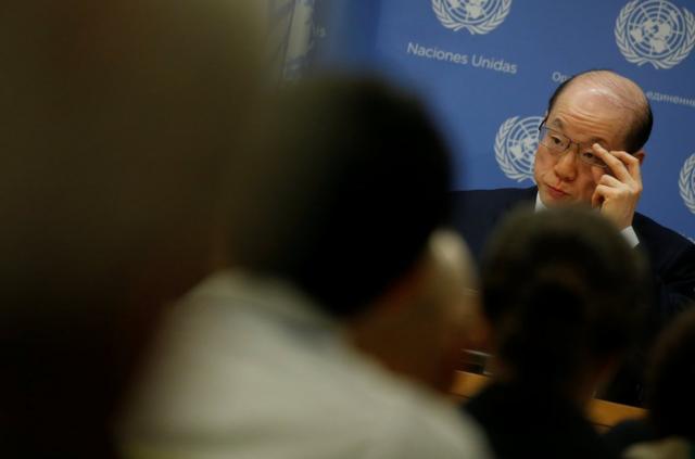 China"s Ambassador to the United Nations Liu Jieyi speaks at a news conference at U.N. Headquarters in New York City, New York, U.S. July 31, 2017. REUTERS/Carlo Allegri