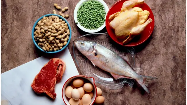peanut, beans, chicken, fish and steak.