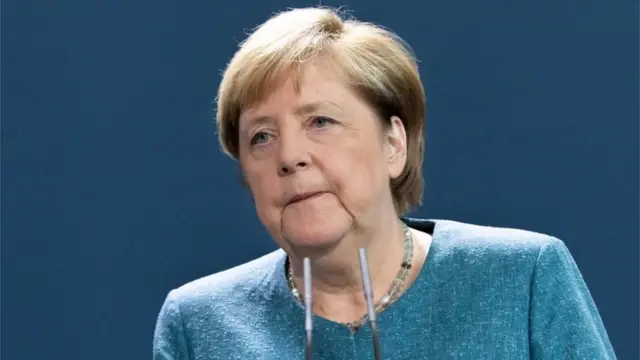 Angela Merkel delivering a speech in Berlin on 2 September 2020
