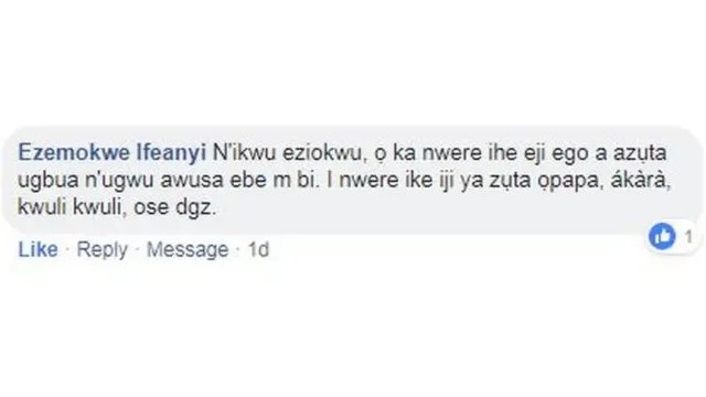 Ihe Ezemokwe Ifeanyi kwuru