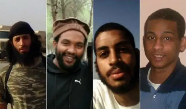 Mohammed Emwazi, Aine Davis, Alexanda Kotey and El Shafee Elsheikh (l to r)