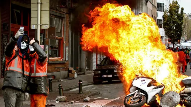 Manifestantes en Bruselas en noviembre de 2014.