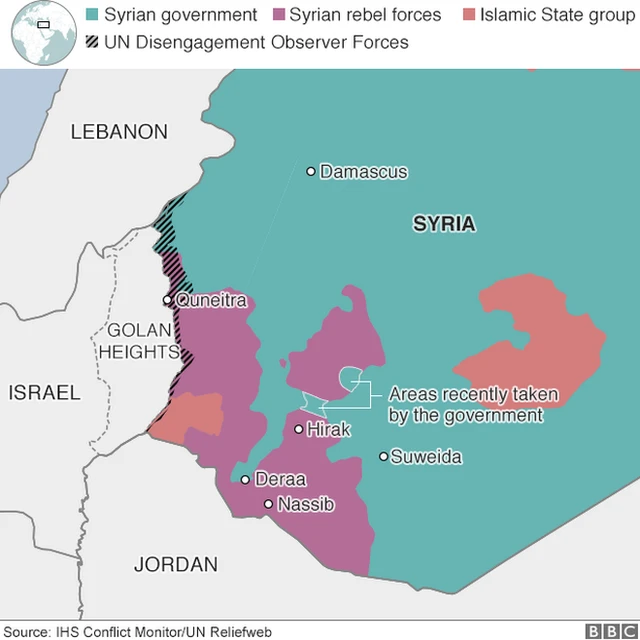 Map showing control of south-western Syria (27 June 2018)