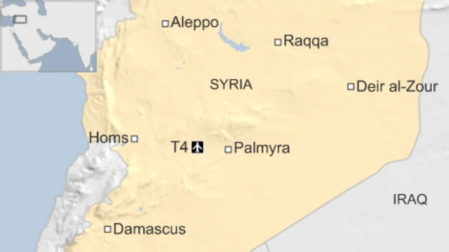 Map showing location of T4 base in Syria
