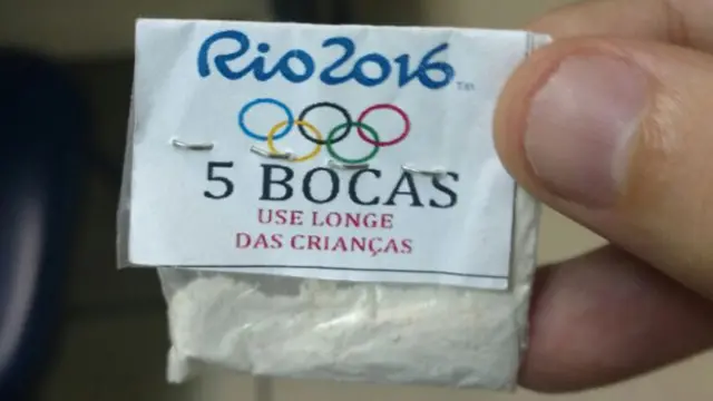 Una bolsa de cocaína con los símbolos de la olimpiada de Río