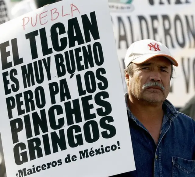 Protesta contra TLC en México.