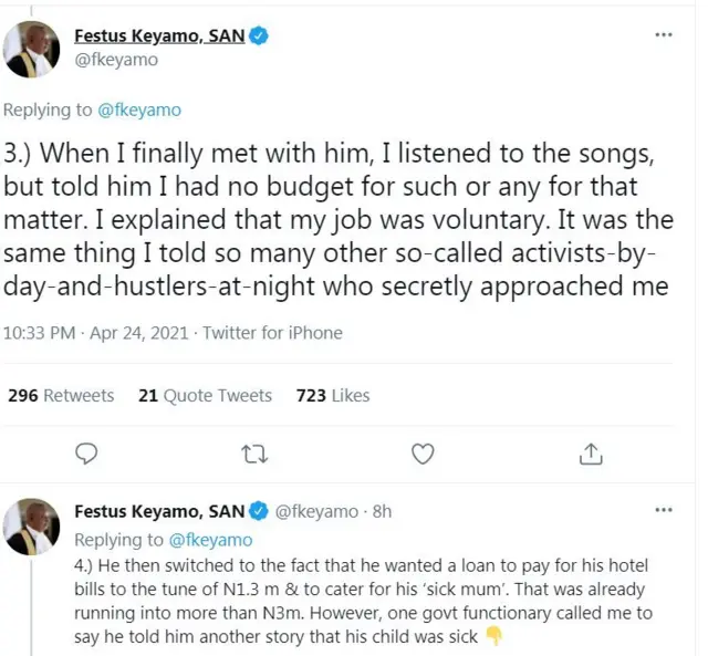 Ọrọ ti Festus Keyamo kọ soju Twitter rẹ