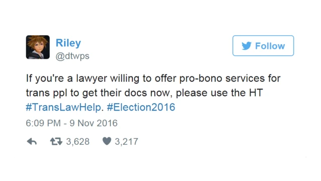 Riley #TransLawHelp etiketiyle kampanya başlattı
