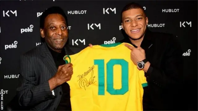 Pele was in Paris for a promotional event with PSG forward Kylian Mbappe