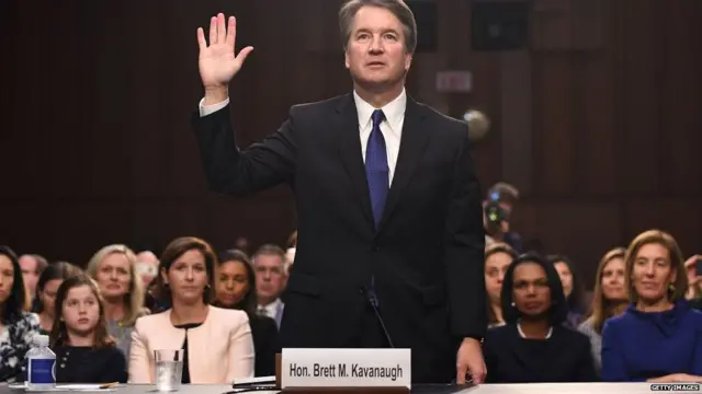 Judge Brett Kavanaugh is sworn in during his US Senate Judiciary Committee confirmation hearing to be an Associate Justice on the US Supreme Court,