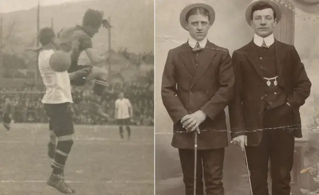 Acción de un partido y una foro de Jack Greenwell con un amigo.