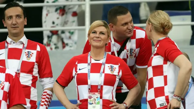 Президент Хорватии Колинда Грабар-Китарович на матче Хорватия - Дания