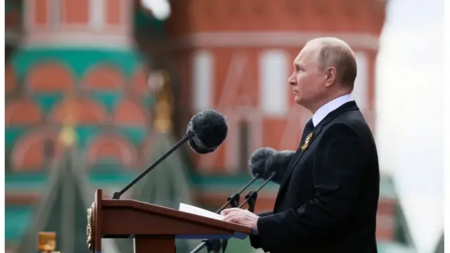 Presidente russo Vladimir Putin discursa durante o desfile militar do Dia da Vitória na Praça Vermelharoleta cassino como ganharMoscou, Rússia, 9roleta cassino como ganharmaioroleta cassino como ganhar2022