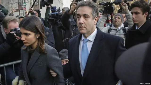 Michael Cohen arrived for his sentencing with members of his family
