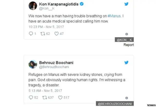 කඳවුරේ රැඳවියන්ගේ ට්විටර් පණිවුඩ