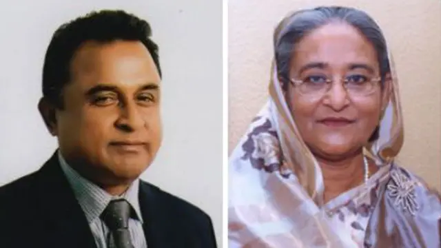 অর্থমন্ত্রী আ. হ. ম. মুস্তফা কামাল এবং প্রধানমন্ত্রী শেখ হাসিনা।