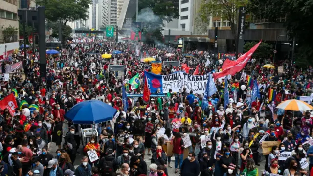 Thousands of anti-Bolsonaro protesters on the streets of Sao Paulo and in other parts of the country on Saturday