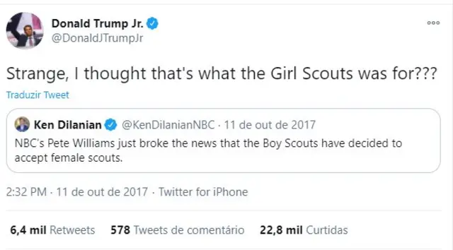Tuíte de Donald Trump Jr.