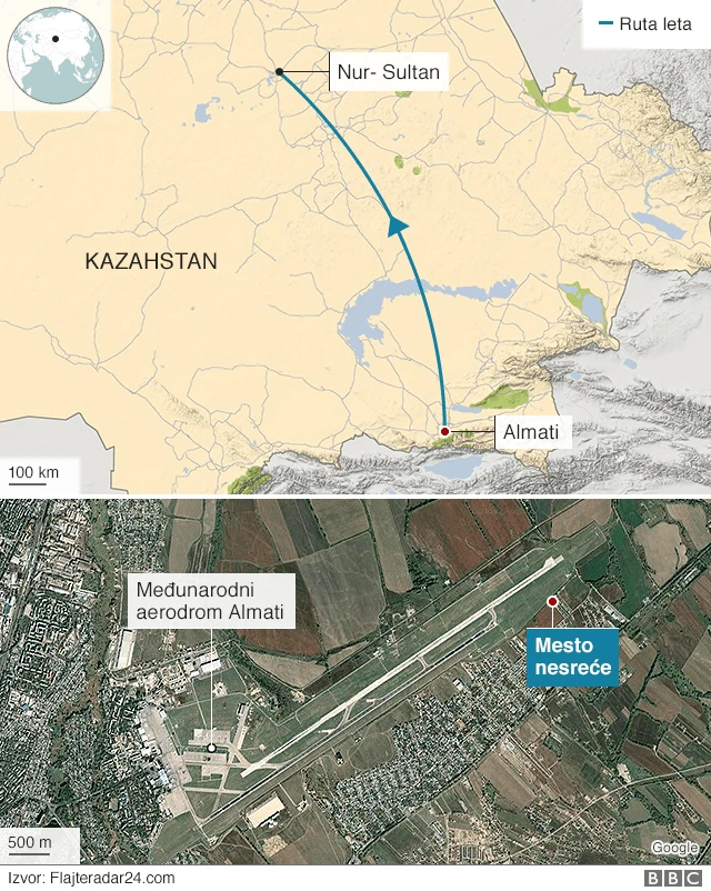 mapa nesreće u Kazahstanu