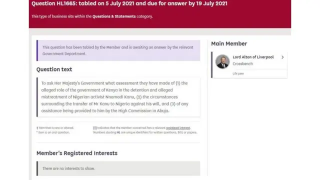 "Nnamdi Kanu Ipob": [UK Parliament Nnamdi Kanu]