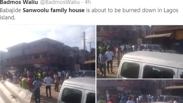 Awọn oluwọde niwaju ile awọn Sanwo-Olu