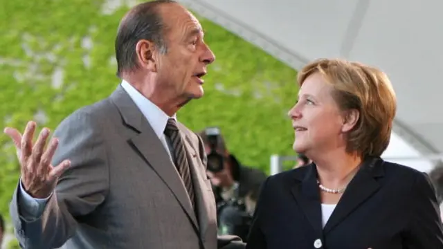 Merkel y Jacques Chirac