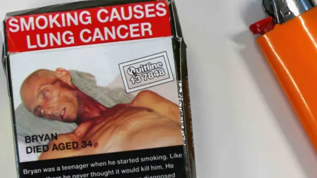 अस्ट्रेलियामा चुरोटको बट्टामा राखिएको चेतावनीको चिन्ह