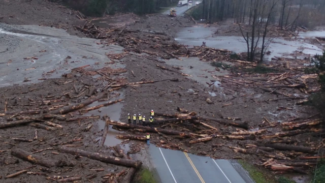 A road hit by a mudslide