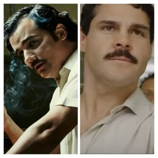 Netflix montage with actors playing Escobar and El Chapo