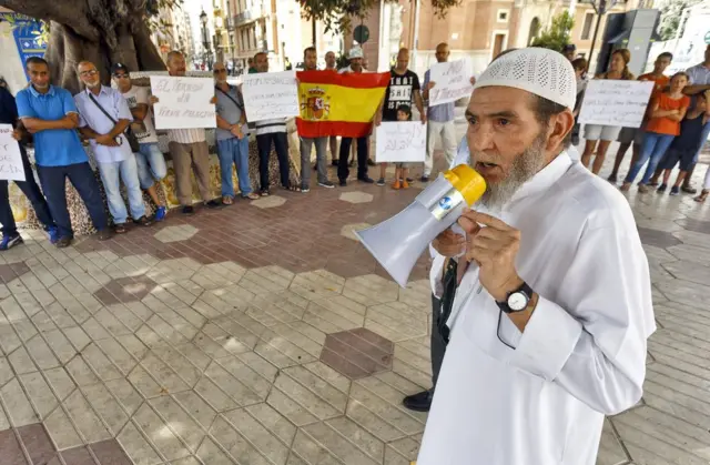Manifestación en Barcelona el sábado 26 de agosto en rechazo a los atentados en Las Ramblas y en Cambrils, Cataluña, España.