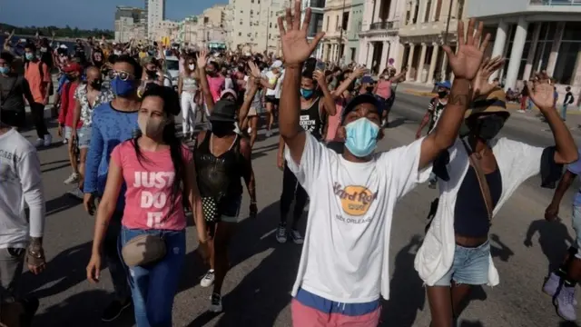 Protesta en La Habana contra el gobierno de Cuba