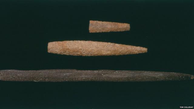 Puntas de proyectiles halladas en el sitio de Monte Verde II.