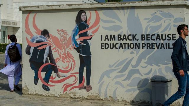 Un mur peint à l'Université américaine de Kaboul