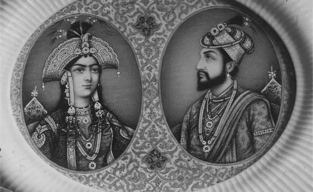 તાજમહેલ મુઘલ સમ્રાટ શાહજહાં (જમણે) દ્વારા તેની રાણી મુમતાઝ (ડાબે)ની યાદમાં બાંધવામાં આવ્યો હતો