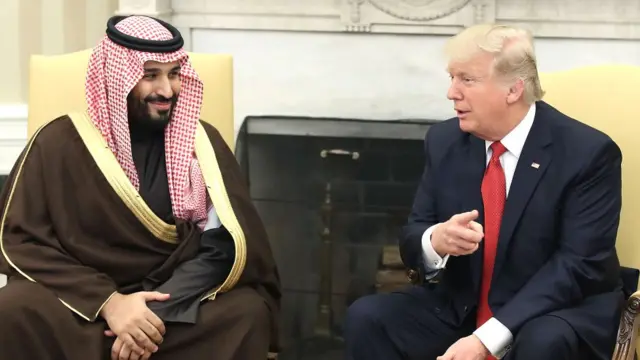अमरीकी राष्ट्रपति डोनल्ड ट्रंप के साथ सऊदी अरब के क्राउन प्रिंस मोहम्मद बिन सलमान