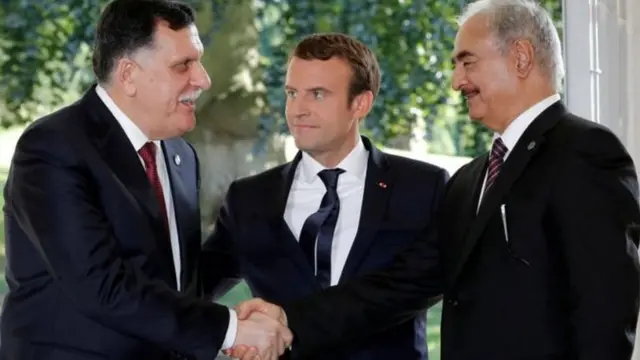 Emmanuel Macron, Sarraj e Gen Haftar