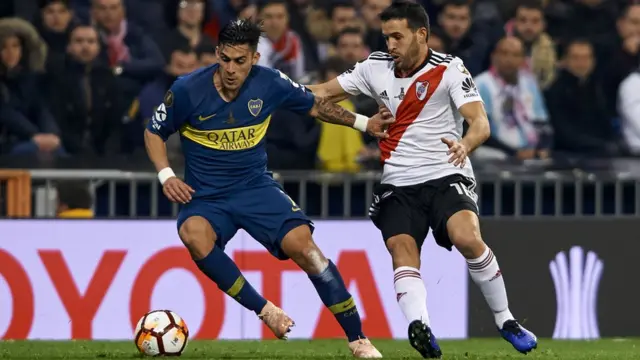 Momento del partido entre River y Boca en Madrid