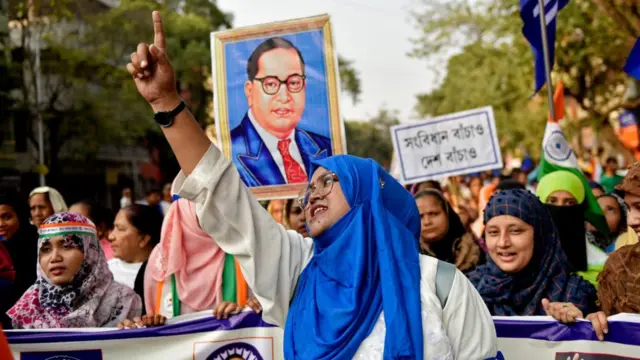 সংশোধিত নাগরিকত্ব আইন বাতিলের দাবী ভারতের বিভিন্ন এলাকায় বিক্ষোভ চলছে, কলকাতা, ২৩-০২-২০২০।