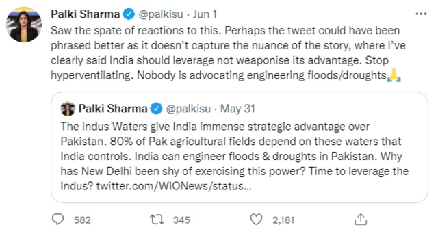 دریائے سندھ، انڈیا، پاکستان، پانی