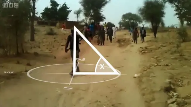 เงาทหารมีกราฟิกสามเหลี่ยม