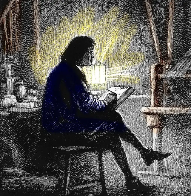 John Lombe dibujando el taller italiano.