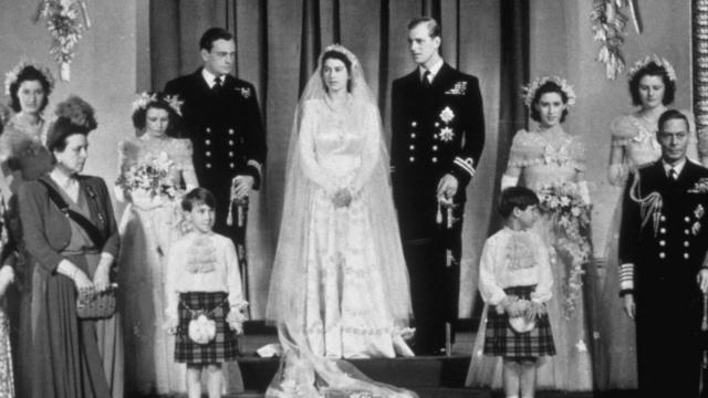 Foto de casamento da princesa Elizabeth com Filipe