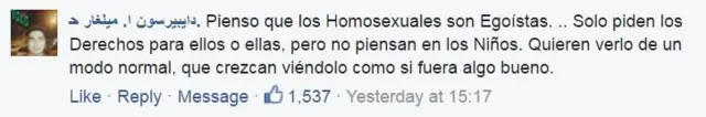 Comentario en Facebook