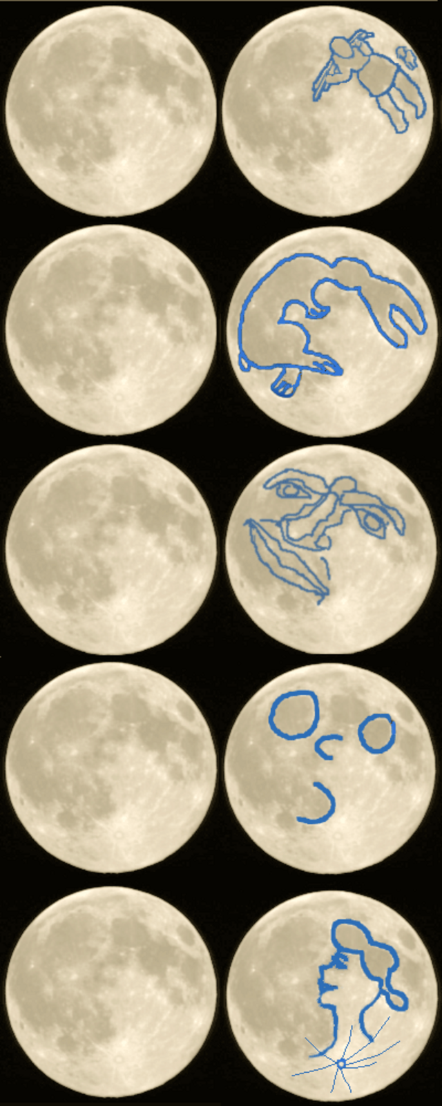 Desenhos que se observam na superfície Lua