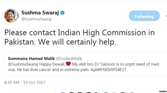 Sushma Swaraj tweet