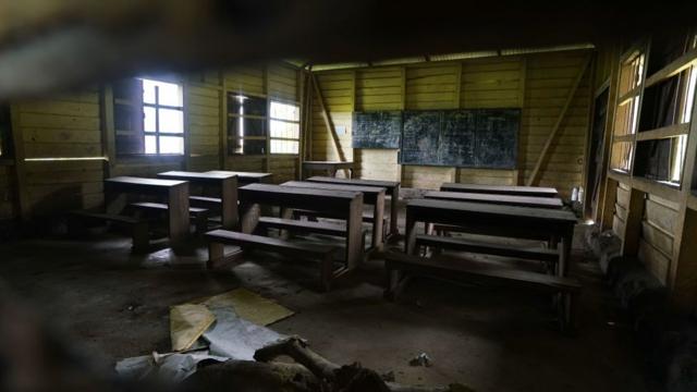 Salle de classe vide à Buea, dans la région du Sud-Ouest du Cameroun