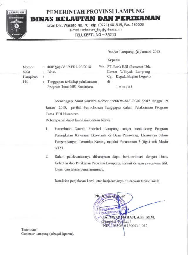 Surat Dinas Kelautan dan Perikanan